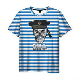 Мужская футболка 3D с принтом ВМФ в Петрозаводске, 100% полиэфир | прямой крой, круглый вырез горловины, длина до линии бедер | армия | бескозырка | бф | вмф | войска | вооруженные силы | моряк | сф | тельник | тельняшка | тоф | флот | череп | чф