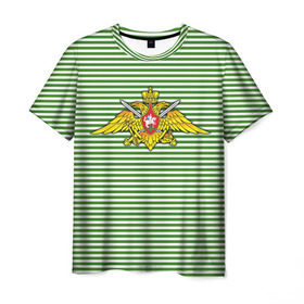 Мужская футболка 3D с принтом Погранвойска в Петрозаводске, 100% полиэфир | прямой крой, круглый вырез горловины, длина до линии бедер | армия | войска | вооруженные силы | пограничные войска | тельник | тельняшка