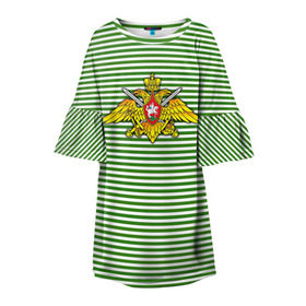 Детское платье 3D с принтом Погранвойска в Петрозаводске, 100% полиэстер | прямой силуэт, чуть расширенный к низу. Круглая горловина, на рукавах — воланы | армия | войска | вооруженные силы | пограничные войска | тельник | тельняшка