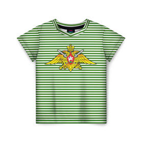 Детская футболка 3D с принтом Погранвойска в Петрозаводске, 100% гипоаллергенный полиэфир | прямой крой, круглый вырез горловины, длина до линии бедер, чуть спущенное плечо, ткань немного тянется | армия | войска | вооруженные силы | пограничные войска | тельник | тельняшка