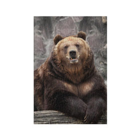 Обложка для паспорта матовая кожа с принтом Русский медведь в Петрозаводске, натуральная матовая кожа | размер 19,3 х 13,7 см; прозрачные пластиковые крепления | Тематика изображения на принте: медведь | россия | русский | русский медведь