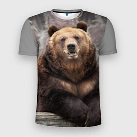 Мужская футболка 3D спортивная с принтом Русский медведь в Петрозаводске, 100% полиэстер с улучшенными характеристиками | приталенный силуэт, круглая горловина, широкие плечи, сужается к линии бедра | Тематика изображения на принте: медведь | россия | русский | русский медведь