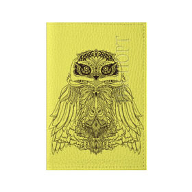 Обложка для паспорта матовая кожа с принтом Сова в Петрозаводске, натуральная матовая кожа | размер 19,3 х 13,7 см; прозрачные пластиковые крепления | Тематика изображения на принте: сова чернобелое