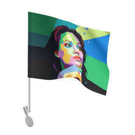Флаг для автомобиля с принтом Анджелина Джоли в Петрозаводске, 100% полиэстер | Размер: 30*21 см | angelina jolie | актриса | анджелина джоли | звезда | знаменитость | кино | поп арт | символ