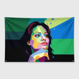 Флаг-баннер с принтом Анджелина Джоли в Петрозаводске, 100% полиэстер | размер 67 х 109 см, плотность ткани — 95 г/м2; по краям флага есть четыре люверса для крепления | angelina jolie | актриса | анджелина джоли | звезда | знаменитость | кино | поп арт | символ