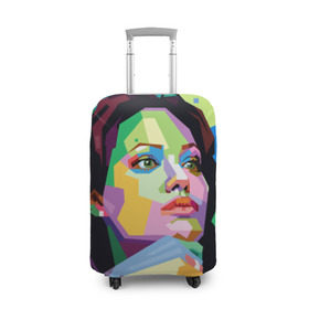 Чехол для чемодана 3D с принтом Анджелина Джоли в Петрозаводске, 86% полиэфир, 14% спандекс | двустороннее нанесение принта, прорези для ручек и колес | angelina jolie | актриса | анджелина джоли | звезда | знаменитость | кино | поп арт | символ