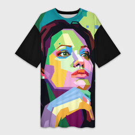 Платье-футболка 3D с принтом Анджелина Джоли в Петрозаводске,  |  | angelina jolie | актриса | анджелина джоли | звезда | знаменитость | кино | поп арт | символ