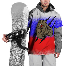 Накидка на куртку 3D с принтом Свирепый медведь в Петрозаводске, 100% полиэстер |  | Тематика изображения на принте: русь