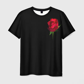 Мужская футболка 3D с принтом Розы за спиной в Петрозаводске, 100% полиэфир | прямой крой, круглый вырез горловины, длина до линии бедер | за спиной | любовь | подарок | роза | розы | сюрприз | цветы | чувства