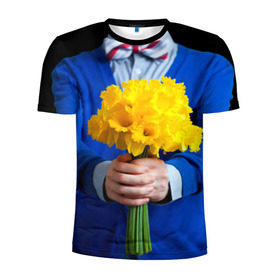 Мужская футболка 3D спортивная с принтом Цветы в руках в Петрозаводске, 100% полиэстер с улучшенными характеристиками | приталенный силуэт, круглая горловина, широкие плечи, сужается к линии бедра | бабочка