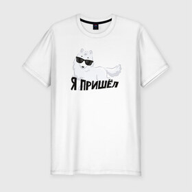 Мужская футболка премиум с принтом Песец в Петрозаводске, 92% хлопок, 8% лайкра | приталенный силуэт, круглый вырез ворота, длина до линии бедра, короткий рукав | интернет прикол | песец | пришел | юмор