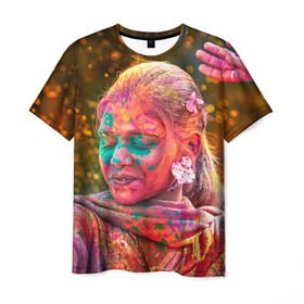 Мужская футболка 3D с принтом Индуистский фестиваль красок в Петрозаводске, 100% полиэфир | прямой крой, круглый вырез горловины, длина до линии бедер | 