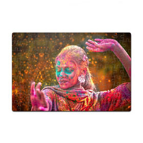 Пазл магнитный 126 элементов с принтом Индуистский фестиваль красок в Петрозаводске, полимерный материал с магнитным слоем | 126 деталей, размер изделия —  180*270 мм | 
