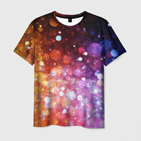 Мужская футболка 3D с принтом Брызги в Петрозаводске, 100% полиэфир | прямой крой, круглый вырез горловины, длина до линии бедер | брызги | радуга | свет | спектр | цвет | цвета | яркие