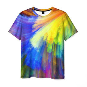 Мужская футболка 3D с принтом Абстракция в Петрозаводске, 100% полиэфир | прямой крой, круглый вырез горловины, длина до линии бедер | кислотный | обстракция | радуга | свет | спектр | цвет | цвета | яркие