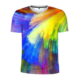 Мужская футболка 3D спортивная с принтом Абстракция в Петрозаводске, 100% полиэстер с улучшенными характеристиками | приталенный силуэт, круглая горловина, широкие плечи, сужается к линии бедра | кислотный | обстракция | радуга | свет | спектр | цвет | цвета | яркие