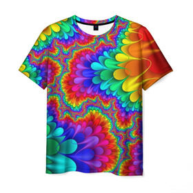 Мужская футболка 3D с принтом Узор в Петрозаводске, 100% полиэфир | прямой крой, круглый вырез горловины, длина до линии бедер | кислотный | обстракция | радуга | свет | спектр | узор | цвет | цвета | яркие