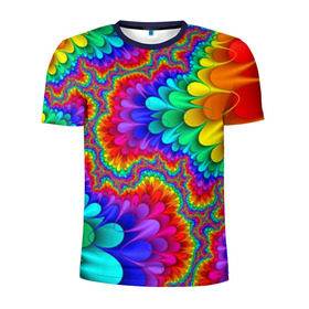 Мужская футболка 3D спортивная с принтом Узор в Петрозаводске, 100% полиэстер с улучшенными характеристиками | приталенный силуэт, круглая горловина, широкие плечи, сужается к линии бедра | кислотный | обстракция | радуга | свет | спектр | узор | цвет | цвета | яркие