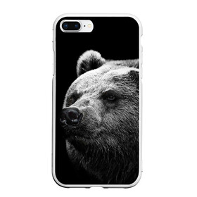 Чехол для iPhone 7Plus/8 Plus матовый с принтом Медведь в Петрозаводске, Силикон | Область печати: задняя сторона чехла, без боковых панелей | бурый | дикий | животное | медведь | россия | символ | тайги | фото | хищник | хозяин | черно белое
