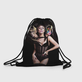 Рюкзак-мешок 3D с принтом Lady Gaga в Петрозаводске, 100% полиэстер | плотность ткани — 200 г/м2, размер — 35 х 45 см; лямки — толстые шнурки, застежка на шнуровке, без карманов и подкладки | 