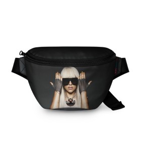 Поясная сумка 3D с принтом Lady Gaga в Петрозаводске, 100% полиэстер | плотная ткань, ремень с регулируемой длиной, внутри несколько карманов для мелочей, основное отделение и карман с обратной стороны сумки застегиваются на молнию | lady gaga | блондинка | звезда | знаменитость | леди гаага | очки | певица | поп | эпатаж | эпатажная
