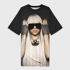 Платье-футболка 3D с принтом Lady Gaga в Петрозаводске,  |  | lady gaga | блондинка | звезда | знаменитость | леди гаага | очки | певица | поп | эпатаж | эпатажная