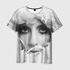 Мужская футболка 3D с принтом Lady Gaga в Петрозаводске, 100% полиэфир | прямой крой, круглый вырез горловины, длина до линии бедер | lady gaga | белые | блондинка | звезда | знаменитость | леди гаага | певица | перья | поп | эпатаж | эпатажная