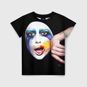 Детская футболка 3D с принтом Lady Gaga в Петрозаводске, 100% гипоаллергенный полиэфир | прямой крой, круглый вырез горловины, длина до линии бедер, чуть спущенное плечо, ткань немного тянется | lady gaga | взгляд | звезда | знаменитость | леди гаага | певица | поп | портрет | эпатаж | эпатажная