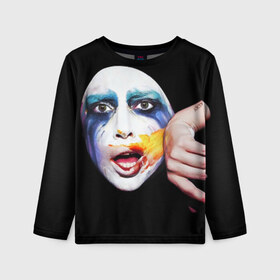 Детский лонгслив 3D с принтом Lady Gaga в Петрозаводске, 100% полиэстер | длинные рукава, круглый вырез горловины, полуприлегающий силуэт
 | Тематика изображения на принте: lady gaga | взгляд | звезда | знаменитость | леди гаага | певица | поп | портрет | эпатаж | эпатажная