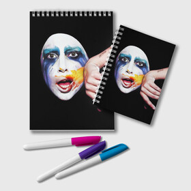 Блокнот с принтом Lady Gaga в Петрозаводске, 100% бумага | 48 листов, плотность листов — 60 г/м2, плотность картонной обложки — 250 г/м2. Листы скреплены удобной пружинной спиралью. Цвет линий — светло-серый
 | lady gaga | взгляд | звезда | знаменитость | леди гаага | певица | поп | портрет | эпатаж | эпатажная