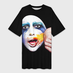 Платье-футболка 3D с принтом Lady Gaga в Петрозаводске,  |  | lady gaga | взгляд | звезда | знаменитость | леди гаага | певица | поп | портрет | эпатаж | эпатажная