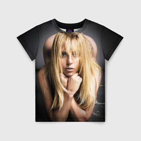 Детская футболка 3D с принтом Lady Gaga в Петрозаводске, 100% гипоаллергенный полиэфир | прямой крой, круглый вырез горловины, длина до линии бедер, чуть спущенное плечо, ткань немного тянется | 
