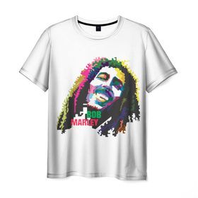 Мужская футболка 3D с принтом Bob Marley в Петрозаводске, 100% полиэфир | прямой крой, круглый вырез горловины, длина до линии бедер | Тематика изображения на принте: 2016 | арт | дизайн | зд | объем | поп | портреты