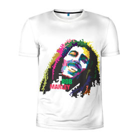 Мужская футболка 3D спортивная с принтом Bob Marley в Петрозаводске, 100% полиэстер с улучшенными характеристиками | приталенный силуэт, круглая горловина, широкие плечи, сужается к линии бедра | 2016 | арт | дизайн | зд | объем | поп | портреты