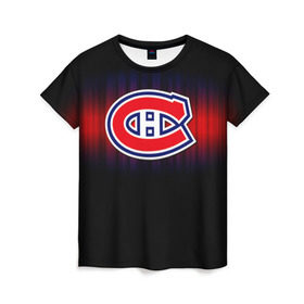 Женская футболка 3D с принтом Монреаль Канадиенс в Петрозаводске, 100% полиэфир ( синтетическое хлопкоподобное полотно) | прямой крой, круглый вырез горловины, длина до линии бедер | nhl | монреаль канадиенс | нхл | хоккеист | хоккей