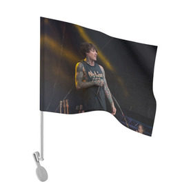 Флаг для автомобиля с принтом Oli Sykes в Петрозаводске, 100% полиэстер | Размер: 30*21 см | bring me the horizon | oliver sykes | sempiternal | that’s the spirit | throne | оливер сайкс