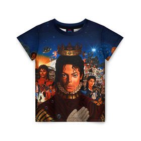 Детская футболка 3D с принтом Michael Jackson в Петрозаводске, 100% гипоаллергенный полиэфир | прямой крой, круглый вырез горловины, длина до линии бедер, чуть спущенное плечо, ткань немного тянется | Тематика изображения на принте: майкл джексон