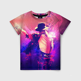 Детская футболка 3D с принтом Michael Jackson в Петрозаводске, 100% гипоаллергенный полиэфир | прямой крой, круглый вырез горловины, длина до линии бедер, чуть спущенное плечо, ткань немного тянется | Тематика изображения на принте: джексон | майкл