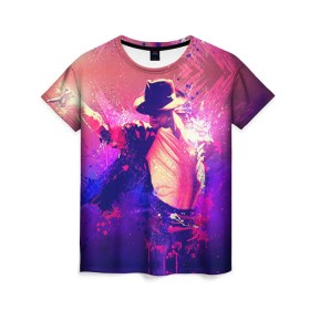 Женская футболка 3D с принтом Michael Jackson в Петрозаводске, 100% полиэфир ( синтетическое хлопкоподобное полотно) | прямой крой, круглый вырез горловины, длина до линии бедер | джексон | майкл