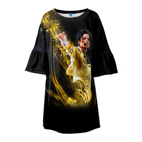 Детское платье 3D с принтом Michael Jackson в Петрозаводске, 100% полиэстер | прямой силуэт, чуть расширенный к низу. Круглая горловина, на рукавах — воланы | майкл джексон