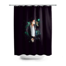 Штора 3D для ванной с принтом Michael Jackson в Петрозаводске, 100% полиэстер | плотность материала — 100 г/м2. Стандартный размер — 146 см х 180 см. По верхнему краю — пластиковые люверсы для креплений. В комплекте 10 пластиковых колец | майкл джексон
