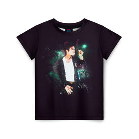 Детская футболка 3D с принтом Michael Jackson в Петрозаводске, 100% гипоаллергенный полиэфир | прямой крой, круглый вырез горловины, длина до линии бедер, чуть спущенное плечо, ткань немного тянется | Тематика изображения на принте: майкл джексон