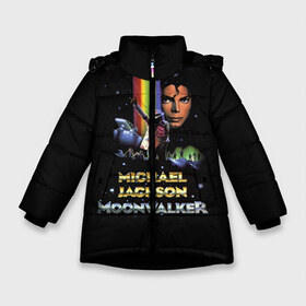 Зимняя куртка для девочек 3D с принтом Michael Jackson в Петрозаводске, ткань верха — 100% полиэстер; подклад — 100% полиэстер, утеплитель — 100% полиэстер. | длина ниже бедра, удлиненная спинка, воротник стойка и отстегивающийся капюшон. Есть боковые карманы с листочкой на кнопках, утяжки по низу изделия и внутренний карман на молнии. 

Предусмотрены светоотражающий принт на спинке, радужный светоотражающий элемент на пуллере молнии и на резинке для утяжки. | майкл джексон