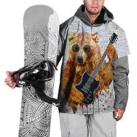 Накидка на куртку 3D с принтом Медведь с гитарой в Петрозаводске, 100% полиэстер |  | гитара
