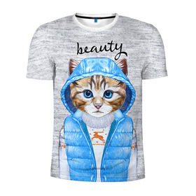 Мужская футболка 3D спортивная с принтом Модная киска в Петрозаводске, 100% полиэстер с улучшенными характеристиками | приталенный силуэт, круглая горловина, широкие плечи, сужается к линии бедра | baby | beauty | cat | ketty | sweet | девушке | киска | кошка | мода | модная | сладкая | чика