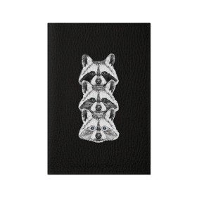 Обложка для паспорта матовая кожа с принтом Еноты в Петрозаводске, натуральная матовая кожа | размер 19,3 х 13,7 см; прозрачные пластиковые крепления | енот