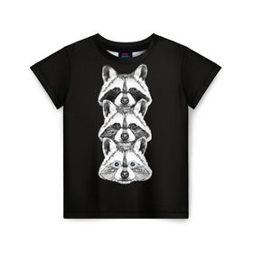 Детская футболка 3D с принтом Еноты в Петрозаводске, 100% гипоаллергенный полиэфир | прямой крой, круглый вырез горловины, длина до линии бедер, чуть спущенное плечо, ткань немного тянется | енот