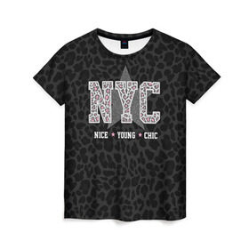 Женская футболка 3D с принтом NYC в Петрозаводске, 100% полиэфир ( синтетическое хлопкоподобное полотно) | прямой крой, круглый вырез горловины, длина до линии бедер | chick | meow | nice | nyc | swag | young | девушке | киса | киска | львица | мода | мяу | свэг | тигрица