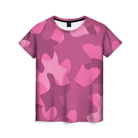 Женская футболка 3D с принтом Розовый камуфляж в Петрозаводске, 100% полиэфир ( синтетическое хлопкоподобное полотно) | прямой крой, круглый вырез горловины, длина до линии бедер | army | military | армия