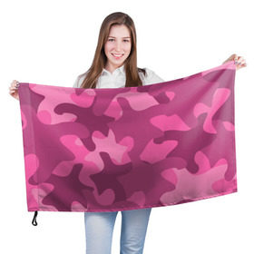 Флаг 3D с принтом Розовый камуфляж в Петрозаводске, 100% полиэстер | плотность ткани — 95 г/м2, размер — 67 х 109 см. Принт наносится с одной стороны | army | military | армия